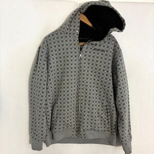 Zoo York Fleece Lined Hoodie Jacket Men XXL Heavyweight Full Zip Logo AOP Street